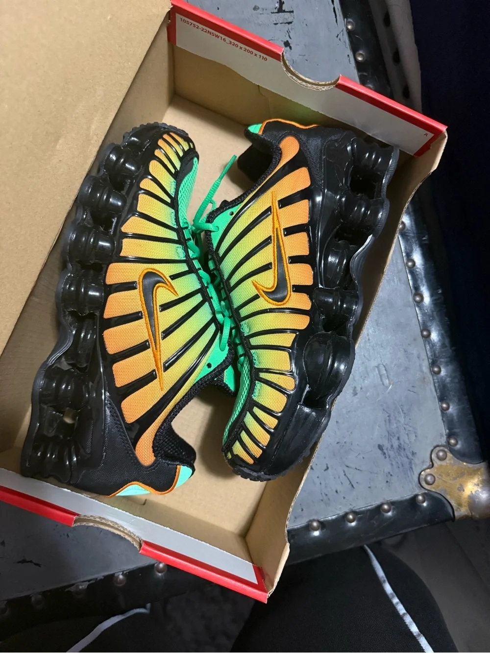 Nike Kids' Black/Green/Orange Air Shox TL